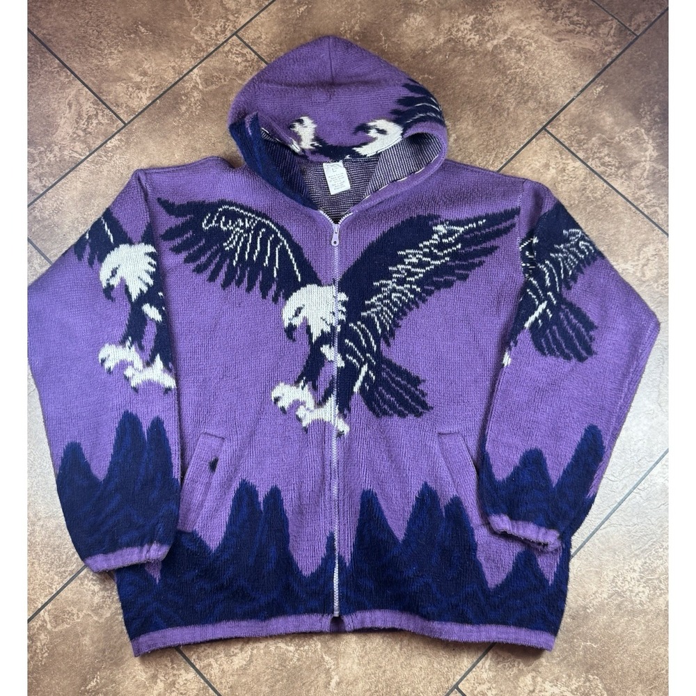 Vintage Ruminahui Wool Eagle Full Zip Large